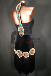 Black latin dress with ethnic embroidery