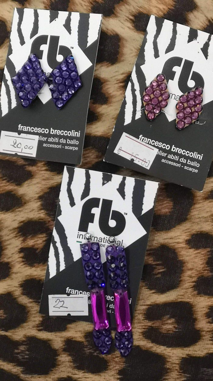Purple rhinestones earrings